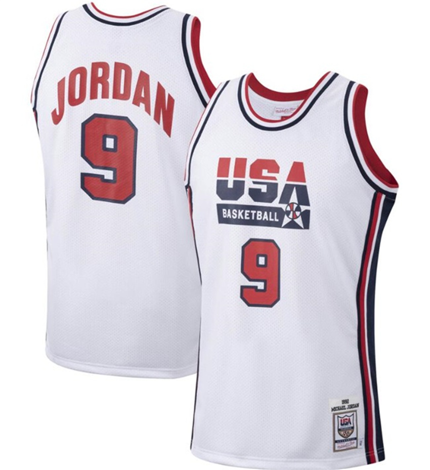 Men's White USA Basketball #9 Michael Jordan 1992 Throwback Stitched Jersey